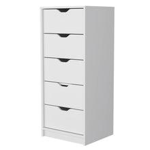 Load image into Gallery viewer, Manufactured Wood Five Drawer Narrow Dresser - White
