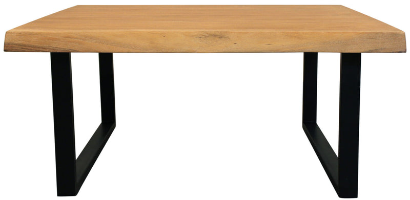 39" Solid Wood And Iron Square Distressed Coffee Table - Natural And Black