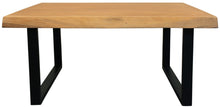Load image into Gallery viewer, 39" Solid Wood And Iron Square Distressed Coffee Table - Natural And Black
