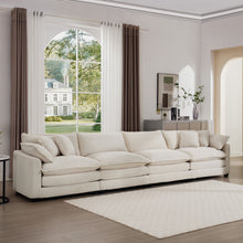 Load image into Gallery viewer, Modern Upholstered 4 Seater Fabric Sofa With Arm And Throw Pillows
