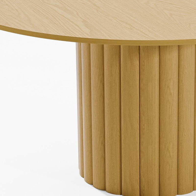 60'' Wood Pedestal Base Round Top Dining Table - Light Brown