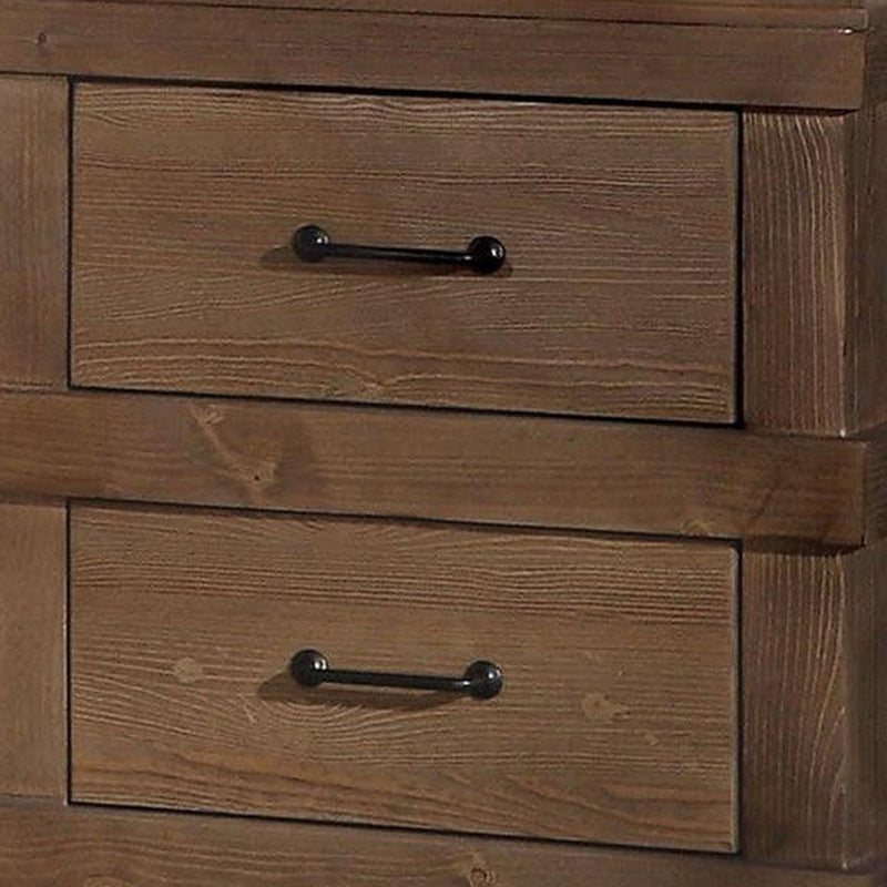 23" Two Drawers Metal Nightstand - Brown