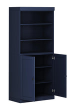 Load image into Gallery viewer, Adjustable Six Tier Library Bookcase With Two Doors (745628) - Navy Blue
