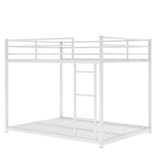 Load image into Gallery viewer, Full over Full Metal Bunk Bed, Low Bunk Bed with Ladder, White(Old SKU:MF197034AAK)
