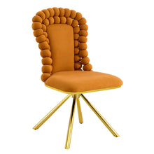 Load image into Gallery viewer, Velvet Metal Partially Open Back Dining Side Chairs (Set of 2) - Orange / Gold
