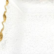 Load image into Gallery viewer, 14" Bubble Glass Scalloped Rim Rectangular Tray - Clear / Gold
