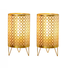 Load image into Gallery viewer, Pierced Novelty Desk Lamp With Cylinder Shade - Gold

