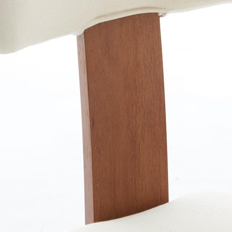 Tufted Solid Wood Partially Open Back Dining Side Chairs (Set of 2) - Beige / Brown