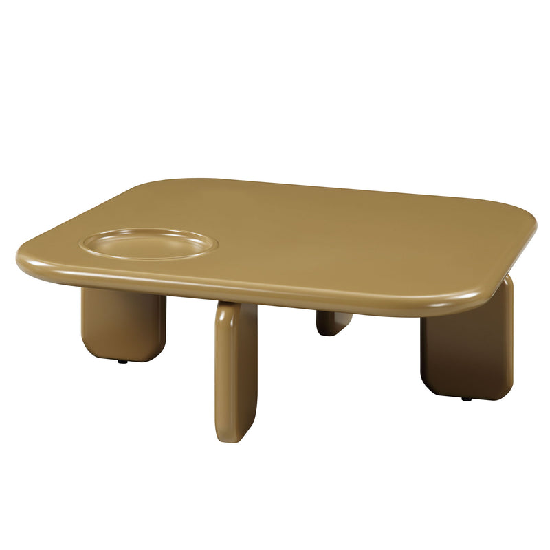 Golden Wood Square Coffee Table - Gold / Brown