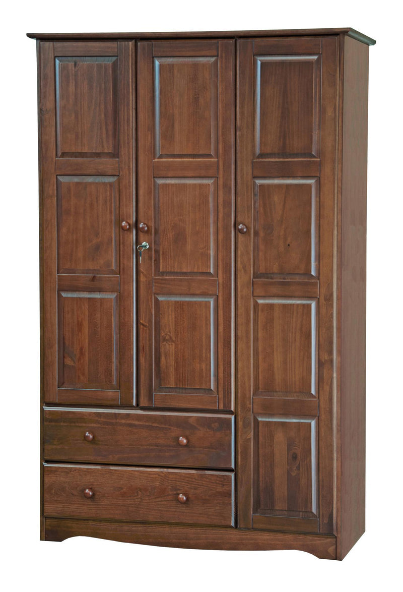 Solid Wood Three Door Two Drawer Combo Dresser (762945) - Coffee