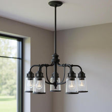 Load image into Gallery viewer, 21" Five Light Dimmable Chandelier With Shades - Black
