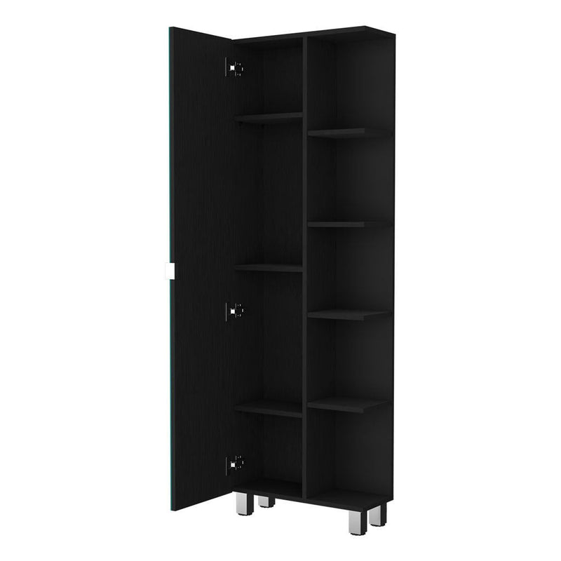 Accent Cabinet With Nine Shelves - Black