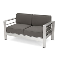 Load image into Gallery viewer, Outdoor Aluminum Loveseat With Cushion - Gray
