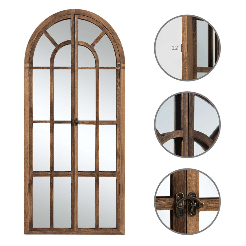 71" Solid Wood Arch Framed Full Length Mirror - Brown