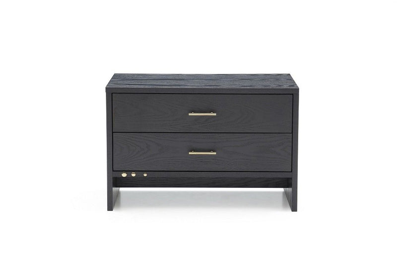 Modern Nightstand With Two Drawers - Dark Gray Ash