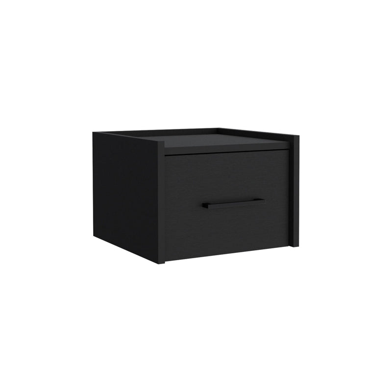 Wood One Drawer Floating Nightstand (733285) - Black