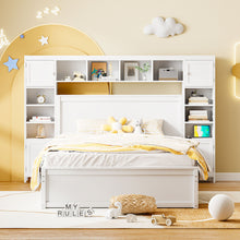 Load image into Gallery viewer, Bed With All In One Cabinet, Shelf And Sockets, Twin Long Trundle
