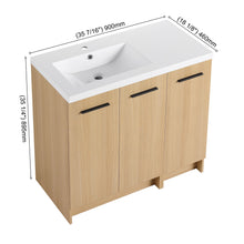 Load image into Gallery viewer, Wall Mounted Floating Bathroom Vanity With Sink, 3 Door Modular Cabinet
