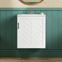 Load image into Gallery viewer, Modern Wall Mounted Bathroom Cabinet With Side Shelf And Ceramic Sink
