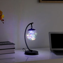 Load image into Gallery viewer, Matte Metal Arched Hanging Orb USB Table Lamp - Black
