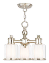 Load image into Gallery viewer, Three Light Metal Dimmable Chandelier With Shades - Nickel / Clear / Opal
