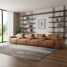 Load image into Gallery viewer, Italian Leather Reclining Metal USB Sofa (720417) - Chestnut
