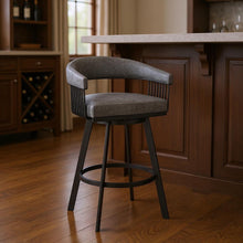 Load image into Gallery viewer, 29" Iron Swivel Low Back Bar Height Bar Chair - Gray And Black
