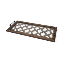 Load image into Gallery viewer, 35" Wood Indoor Outdoor Tray With Handles - Silver
