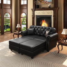 Load image into Gallery viewer, Upholstered Sofa With Nailhead Trim, Rolled Armrests With Ottoman
