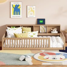 Load image into Gallery viewer, Floor Bed With Storage Cabinets And USB Ports
