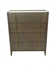Load image into Gallery viewer, Solid Wood Four Drawer Dresser - Dark Brown / Gold
