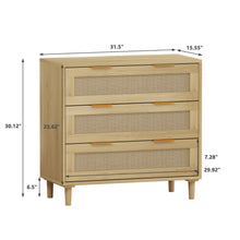 Load image into Gallery viewer, 3 Drawers Rattan Storage Cabinet Rattan Drawer, For Bedroom, Living Room, Dining Room, Hallways (Set of 2) - Oak
