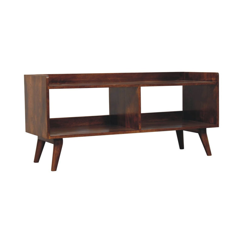 Solid Wood Enclosed Open Storage TV Stand (719182) - Brown