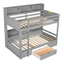 Load image into Gallery viewer, Twin Size Bunk Bed With Built-In Shelves Beside Both Upper And Down Bed And Storage Drawer
