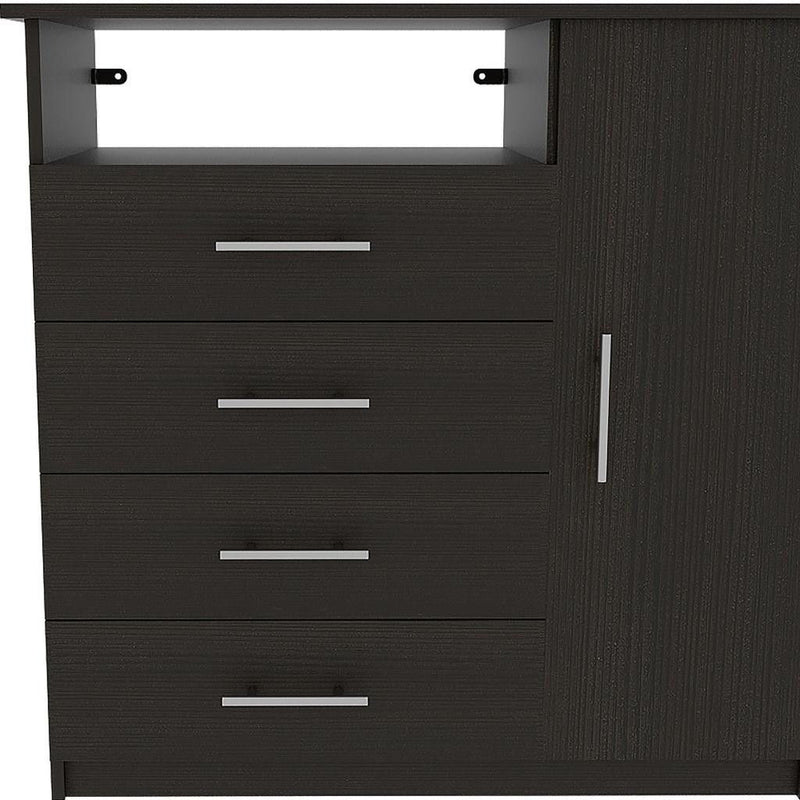Four Drawer Combo Dresser - Black