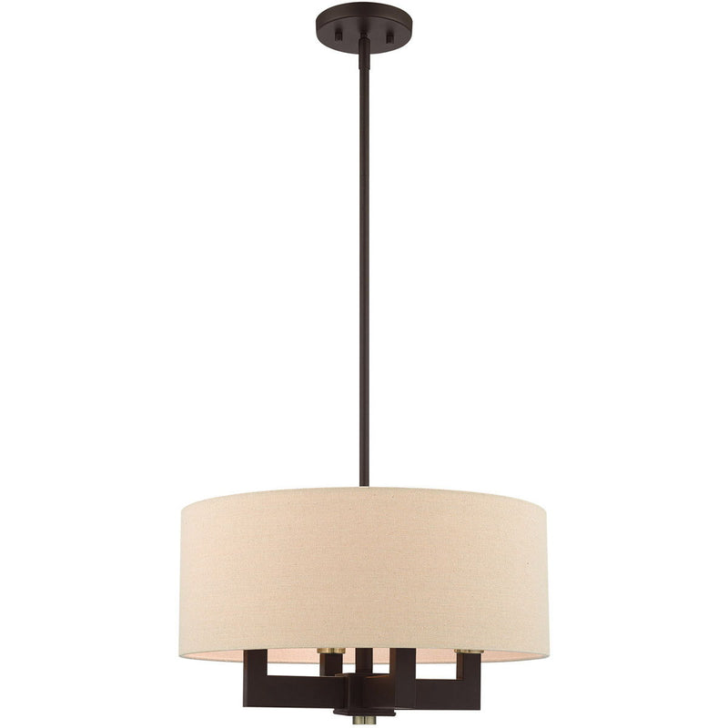 Four Light Dimmable Chandelier With Shades - Bronze