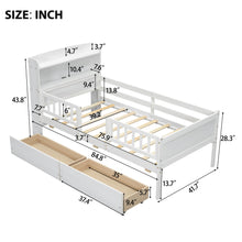 Load image into Gallery viewer, Platform Bed With LED Light, Multi Functional Headboard, Guardrail And 2 Drawers
