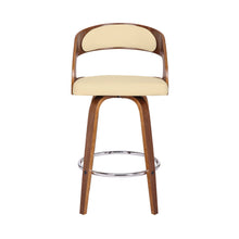 Load image into Gallery viewer, 37" Faux Leather Swivel Low Back Counter Height Bar Chair - Cream / Brown
