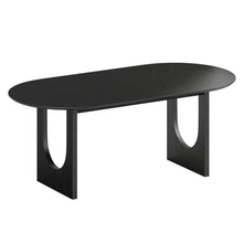 Load image into Gallery viewer, Wood Mirrored Double Pedestal Base Oval Dining Table - Black
