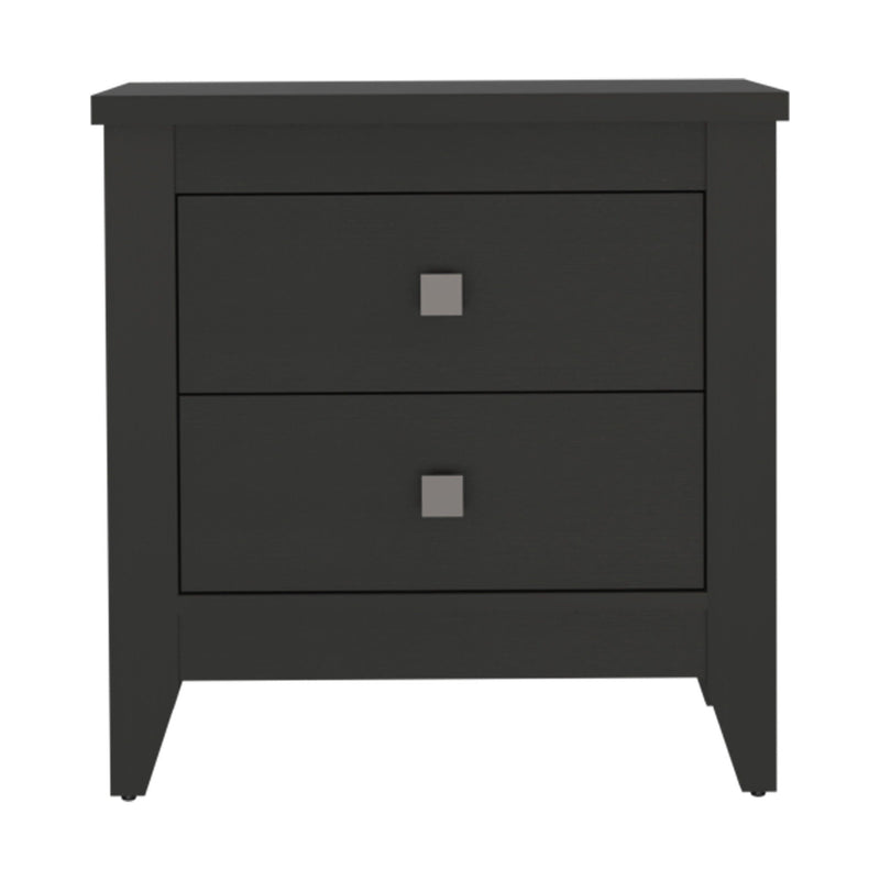 26.6" x 15.7" x 24.3" Two Drawer Faux Wood Nightstand - Black
