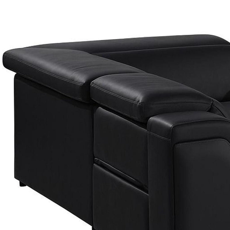 Leather Power Reclining U Shaped 8 Piece Corner Sectional With Console - Black