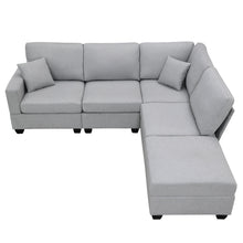 Load image into Gallery viewer, [VIDEO provided][New]89.8*60.2&quot; Modern Sectional Sofa,5-Seat Modular Couch Set with Convertible Ottoman,L-Shape Linen Fabric Corner Couch Set with 2 Pillows for Living Room,Apartment,Office, 3 Colors
