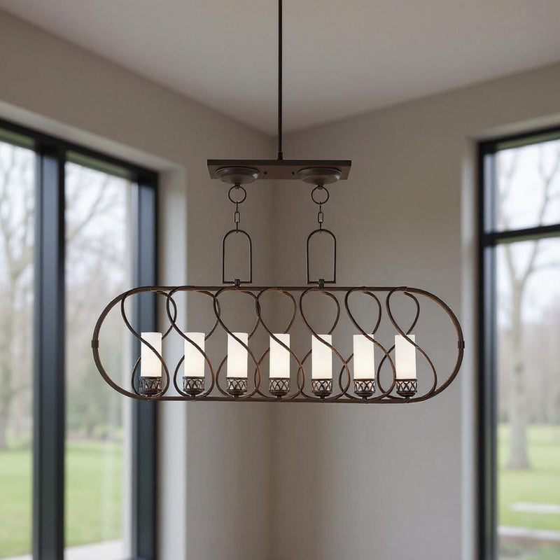 22" Seven Light Dimmable Chandelier With Shades - Bronze