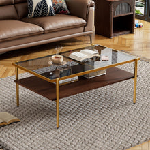 Load image into Gallery viewer, Rectangle Coffee Table With Tempered Glass Top And White Legs, Modern Table For Living Room
