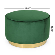 Load image into Gallery viewer, Round Velvet Ottoman, Upholstered Foot Stool For Living Room, Entryway - Emerald
