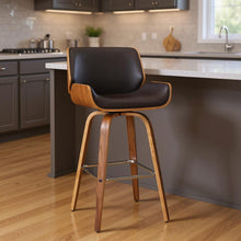 Load image into Gallery viewer, Solid Wood Swivel Low Back Counter Height Bar Chair - Brown
