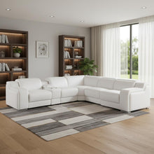 Load image into Gallery viewer, Italian Leather Power Reclining L Shaped Six Piece Corner Sectional With Console - White
