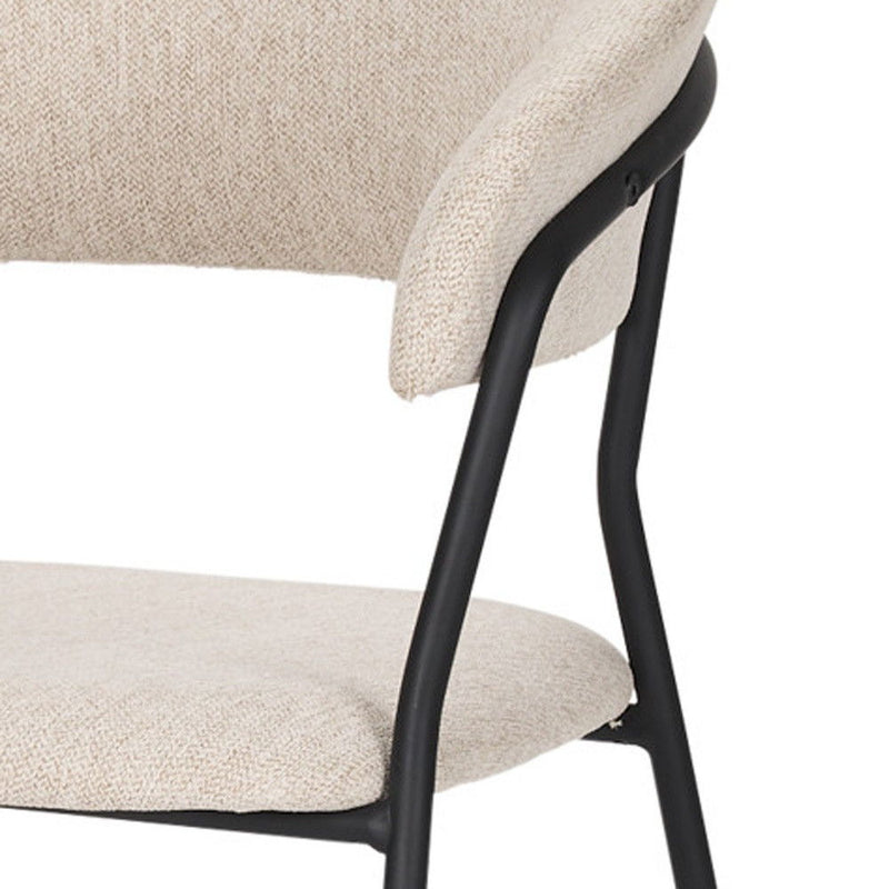 Upholstered Fabric Metal Open Back Dining Arm Chair - Light Gray