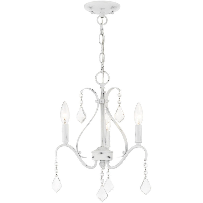 Three Light Dimmable Chandelier With Shades - White