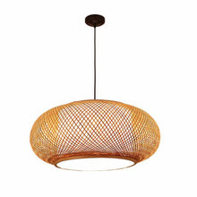 Load image into Gallery viewer, Bamboo Rattan Oval Open Weave Hanging Ceiling Light - Natural
